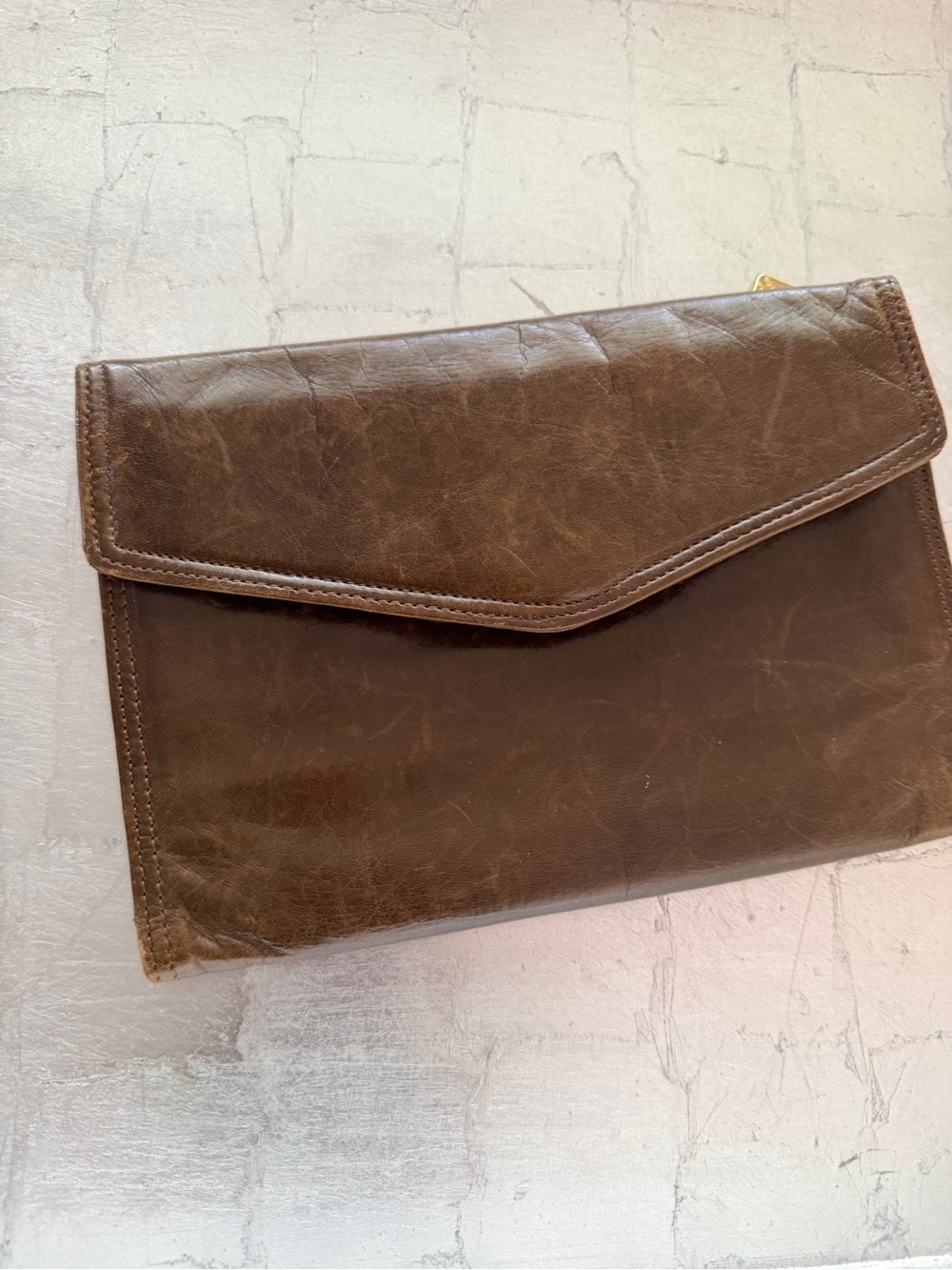 Vintage BOTTEGA VENETA Brown Leather Trifold Long Wallet Clutch - Made in Italy